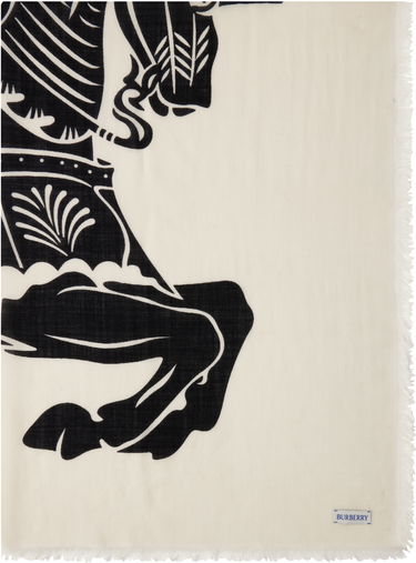 Šál Burberry Burberry Wide Wool Scarf with Equestrian Knight Design Béžová | 8099096, 0