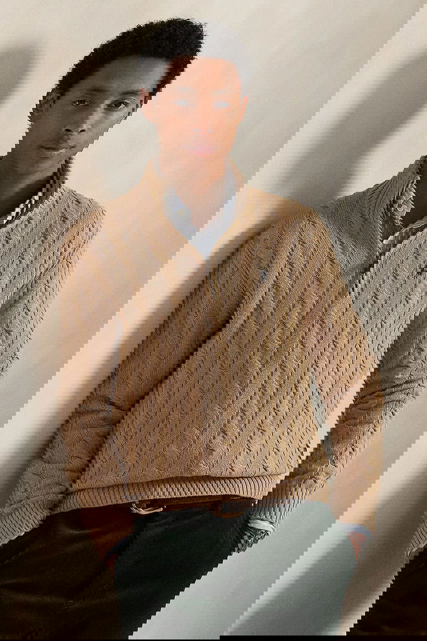 Sveter Polo by Ralph Lauren Polo Ralph Lauren Cable-Knit Half-Zip Sweater Béžová | 710810841, 0