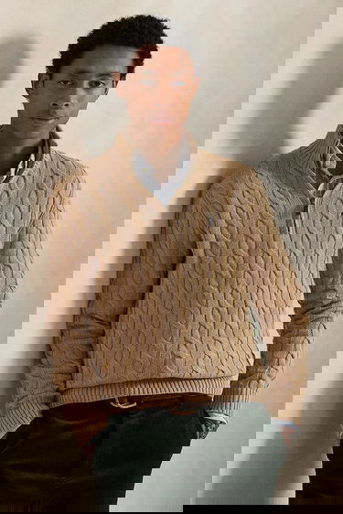 Sveter Polo by Ralph Lauren Polo Ralph Lauren Cable-Knit Half-Zip Sweater Béžová | 710810841, 0