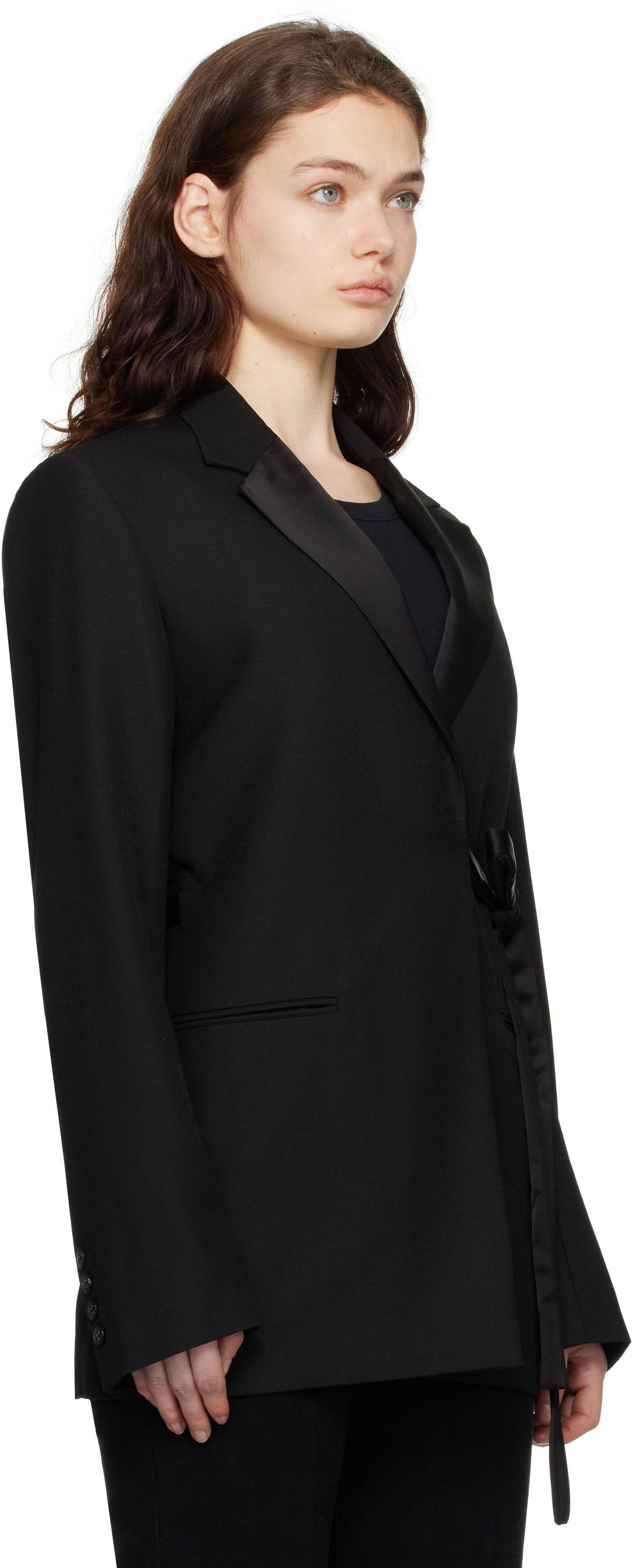 Bunda TOTEME TOTEME Satin-Lapel Wrap Blazer Čierna | 251-WRZ4728-FB0026, 1