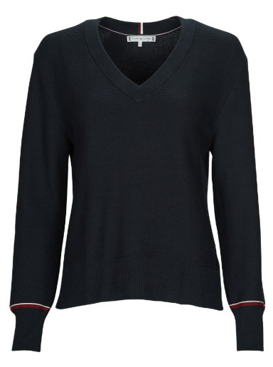 Mikina Tommy Hilfiger GLOBAL STP V-NK SWEATER Čierna | WW0WW36997-DW5