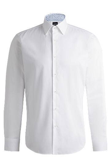 Košeľa BOSS Easy-Iron Cotton Poplin Regular-Fit Shirt Biela | 50532877