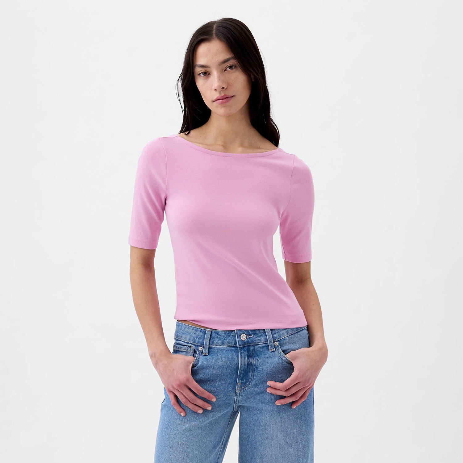Tričko GAP Top Elbow Sleeve Modal Ballet Back Top Sugar Pink Ružová | 878217-00, 0
