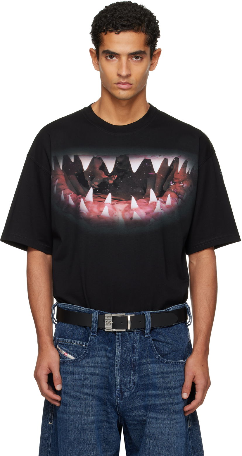 Tričko Diesel Shark Jaw Print T-Shirt Čierna | A19617-0PLAT-9XX