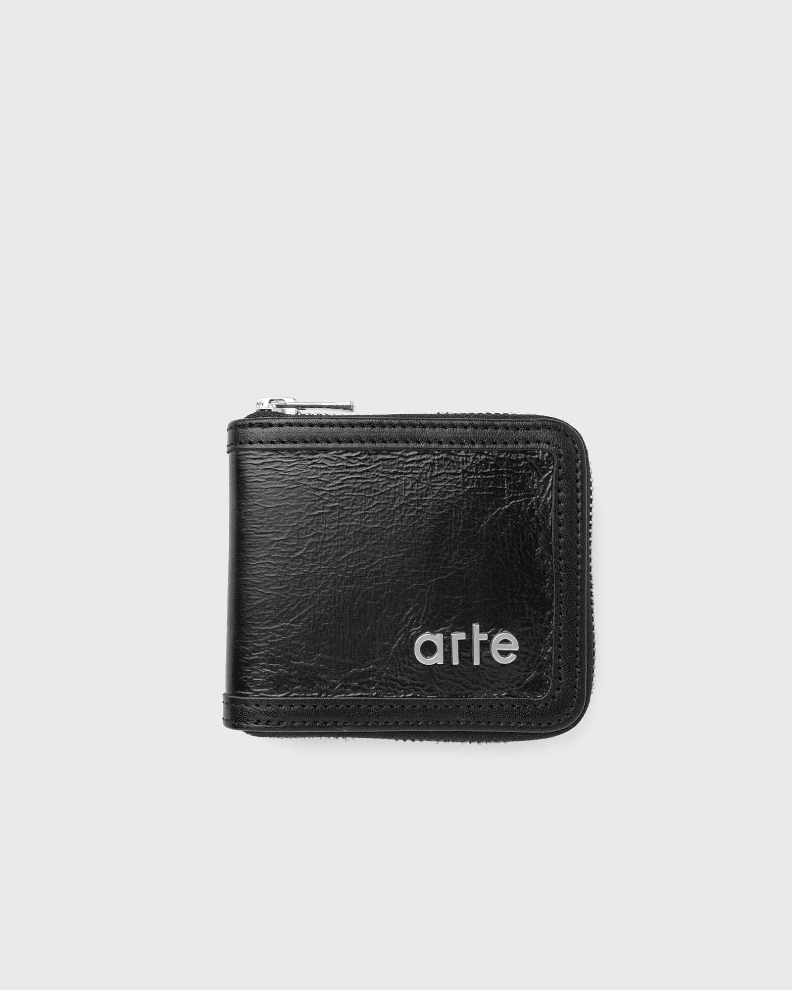 Black Leather Zip Wallet