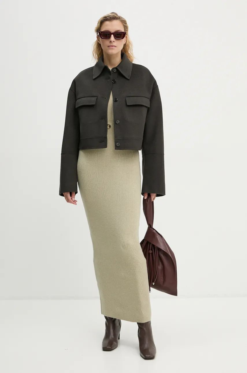 Bunda Nanushka Oversized Cropped Wool Jacket Zelené | NW24PFSG27197, 1