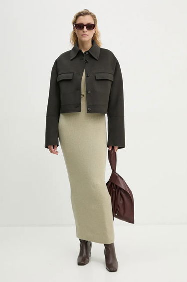 Bunda Nanushka Oversized Cropped Wool Jacket Zelené | NW24PFSG27197, 1