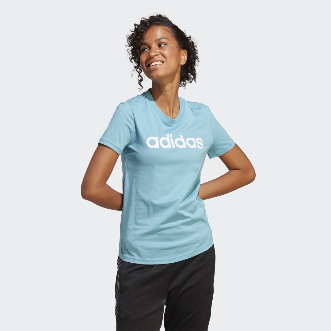 Tričko adidas Originals LOUNGEWEAR Essentials Slim Logo Tyrkysová | IC0629, 0