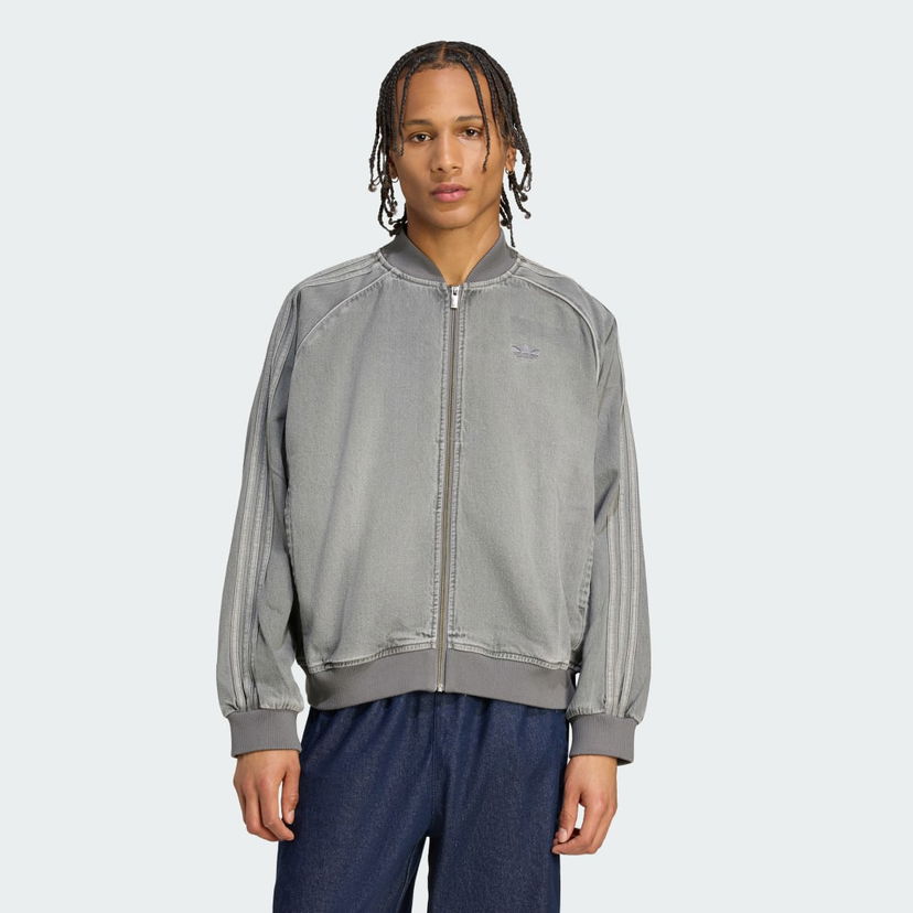 Bomber bunda adidas Performance Adicolor Loose SST Denim Track Jacket Šedá | JW5915
