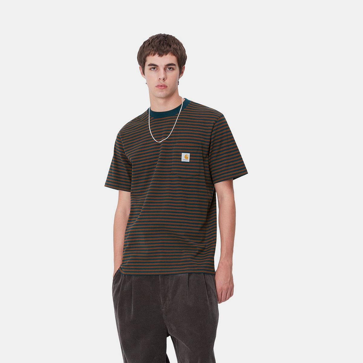 Tričko Carhartt WIP Striped Pocket T-Shirt Hnedá | I033816_9, 0