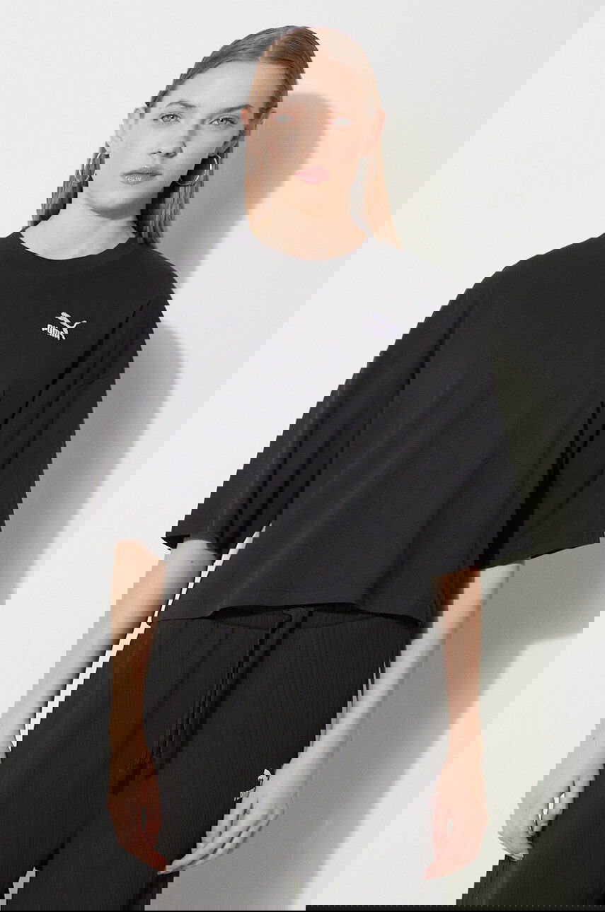 Crop Top Puma Cotton Relaxed Fit Cropped T-Shirt Čierna | 624226, 0