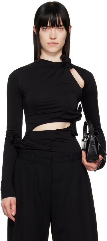 Tričko Acne Studios Acne Studios Knotted Cutout Long Sleeve Top Čierna | AL0453-, 0