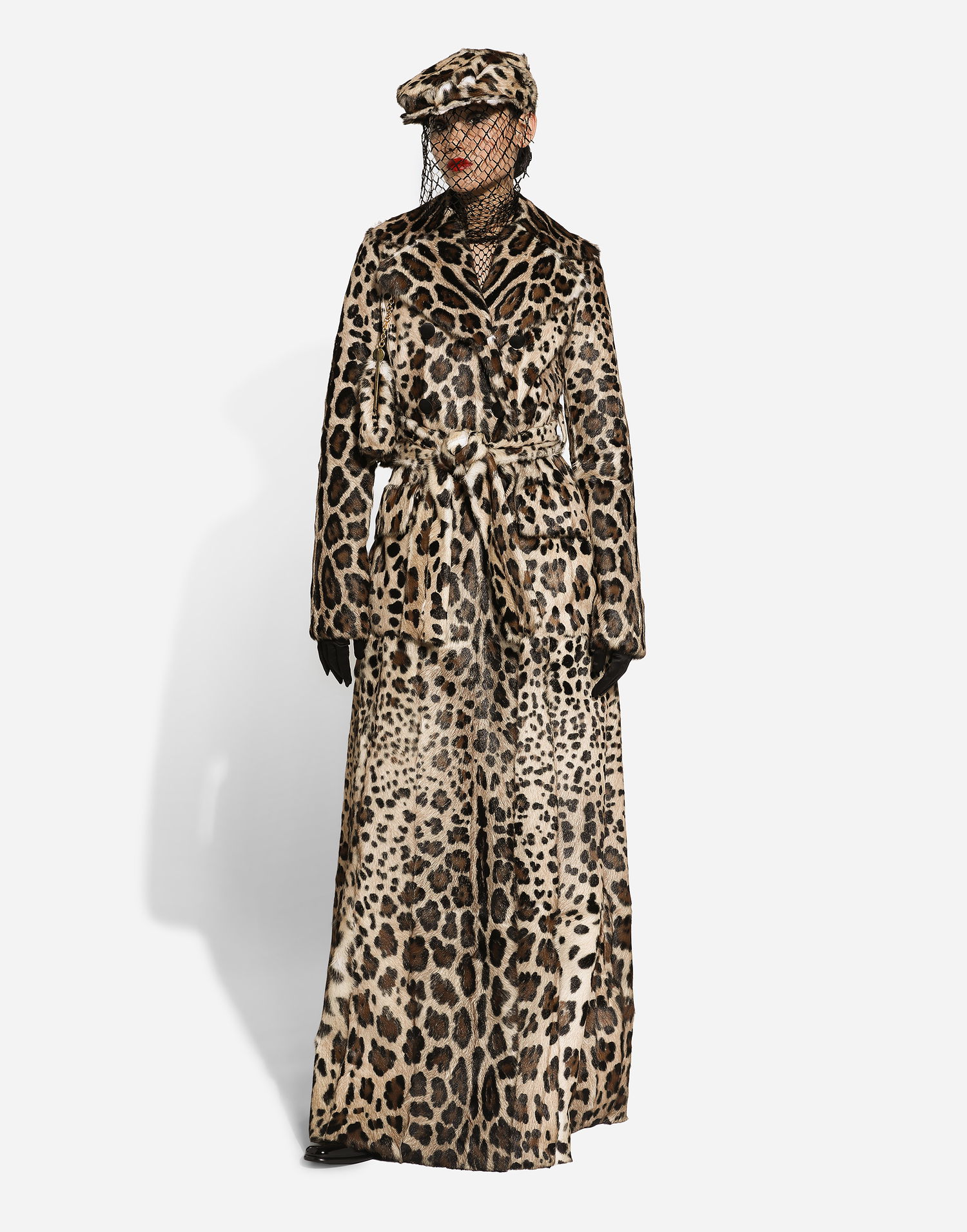 Klobúk Dolce & Gabbana Leopard Goatskin Flat Cap With Veil Metalická | FH664FGDCRXS9000, 1