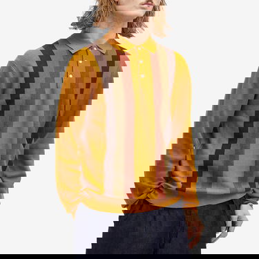 Sveter BEAMS Beams Plus Long Sleeve Stripe Knit Polo Žltá | 3812-0027-156-58, 2