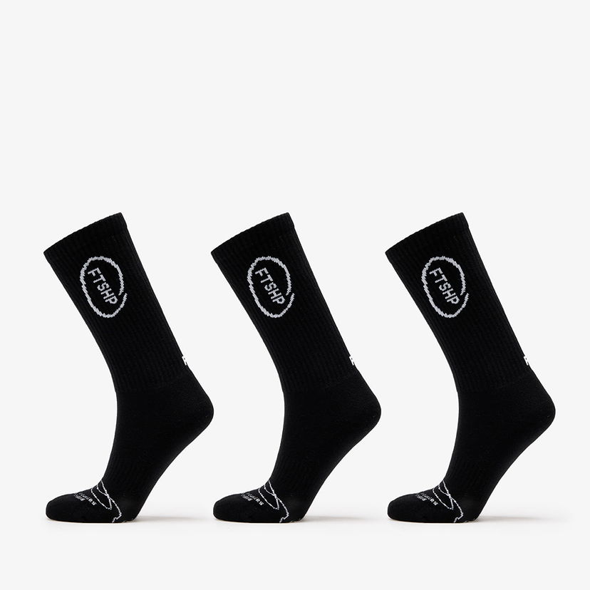 Ponožky Footshop High Crew Socks 3-Pack Black Čierna | FTSHP_368