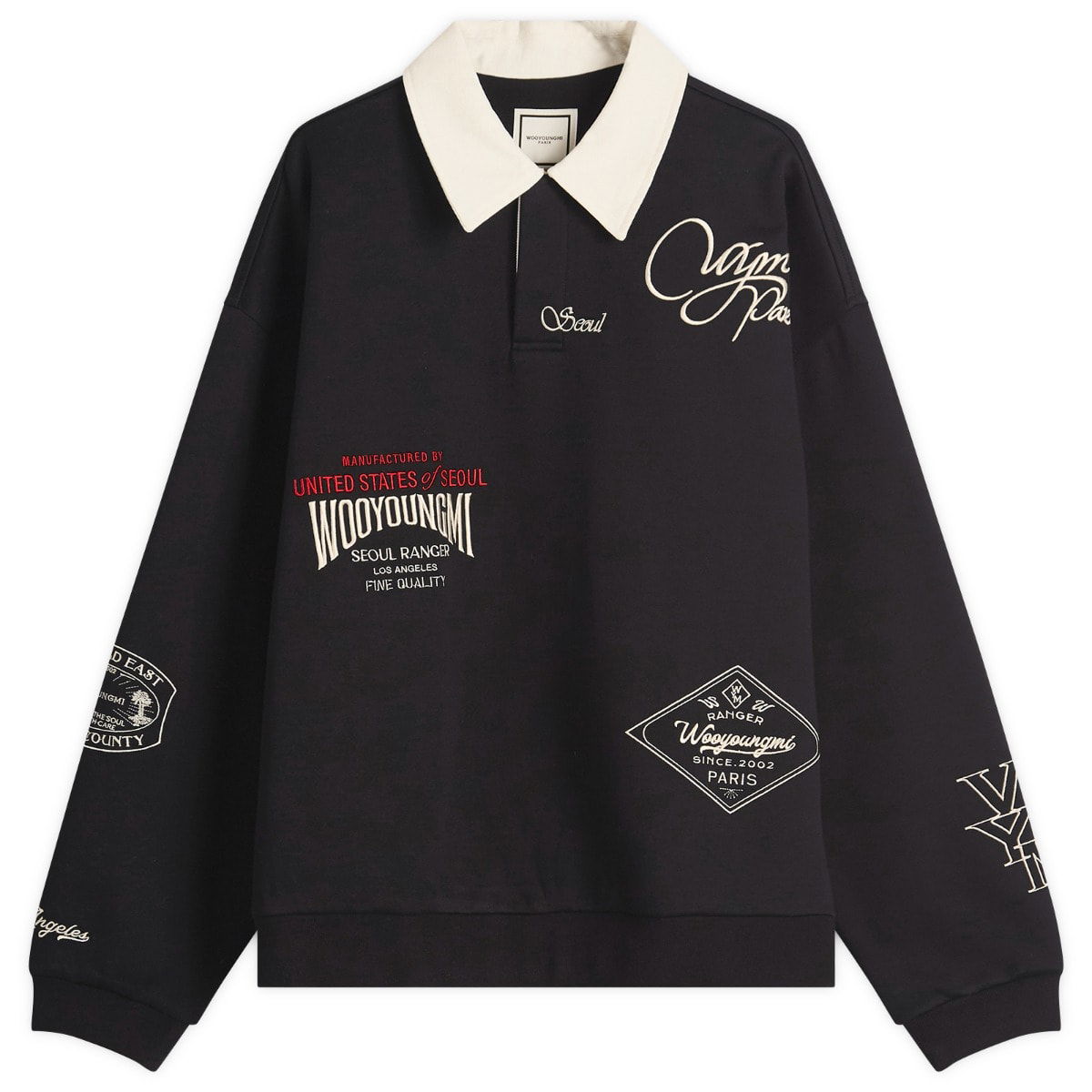 Polo tričko WOOYOUNGMI Wooyoungmi Long Sleeve Patch Polo Čierna | W251TS31-751B, 0