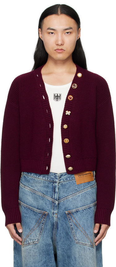 Sveter VETEMENTS VETEMENTS Fancy Button Cropped Cardigan Vínová | WH76KN220X, 0
