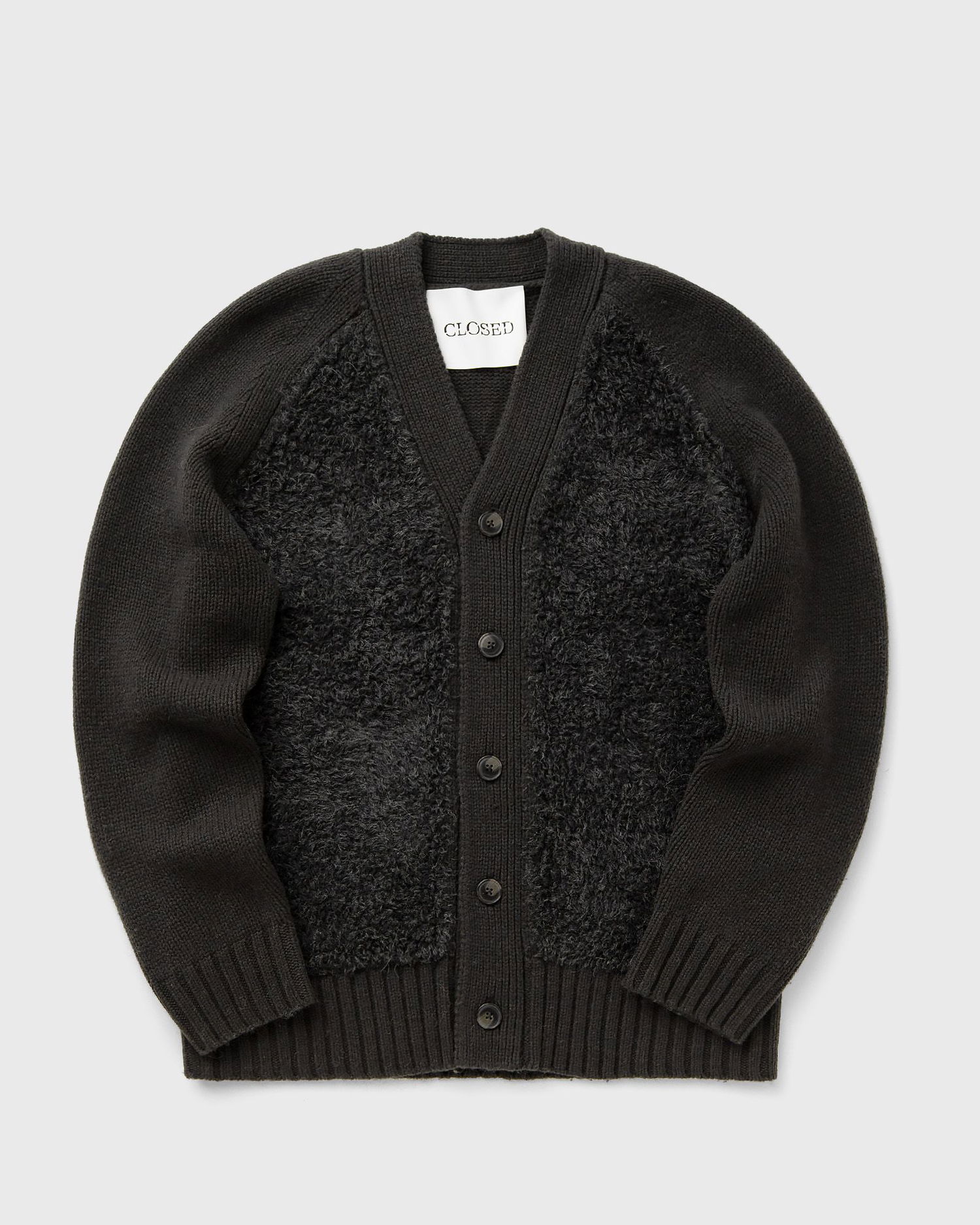 Sveter CLOSED V-Neck Button-Front Mixed-Texture Cardigan Čierna | C86448-93Q-22-164, 0