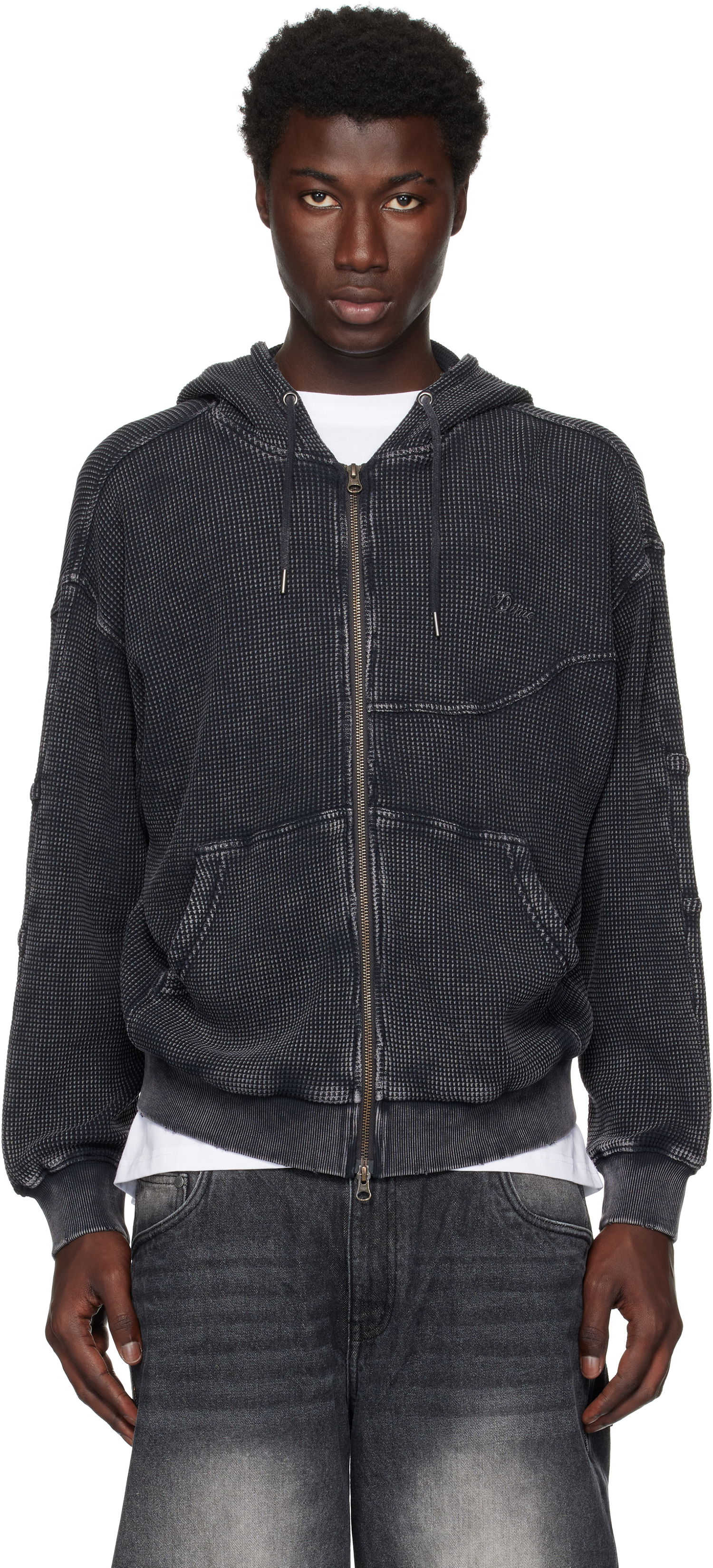 Mikina Dime Dime Premium Waffle Zip Hoodie Čierna | DIMESU258BLK, 0