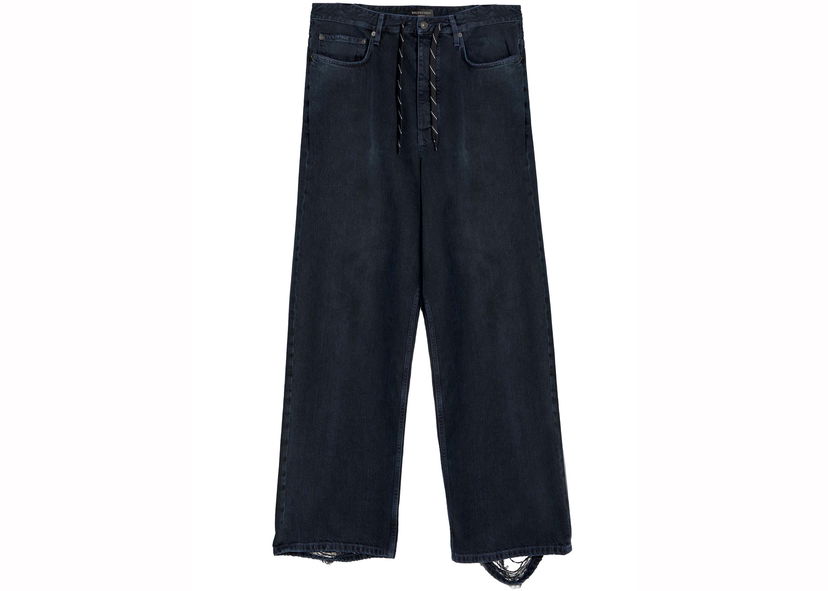 Džínsy Balenciaga Baggy Drawsting Jeans Blue Denim Čierna | 786643TQW592470