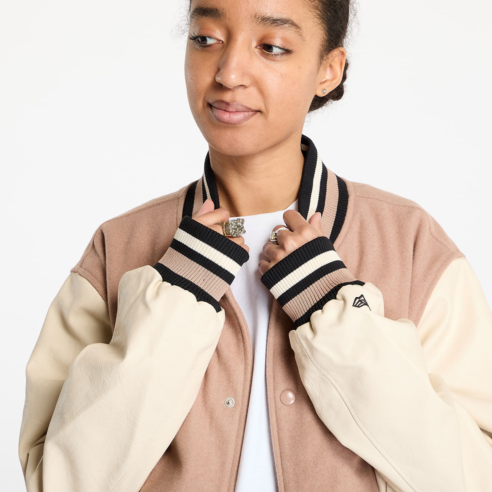 Lifestyle Beige Varsity Jacket