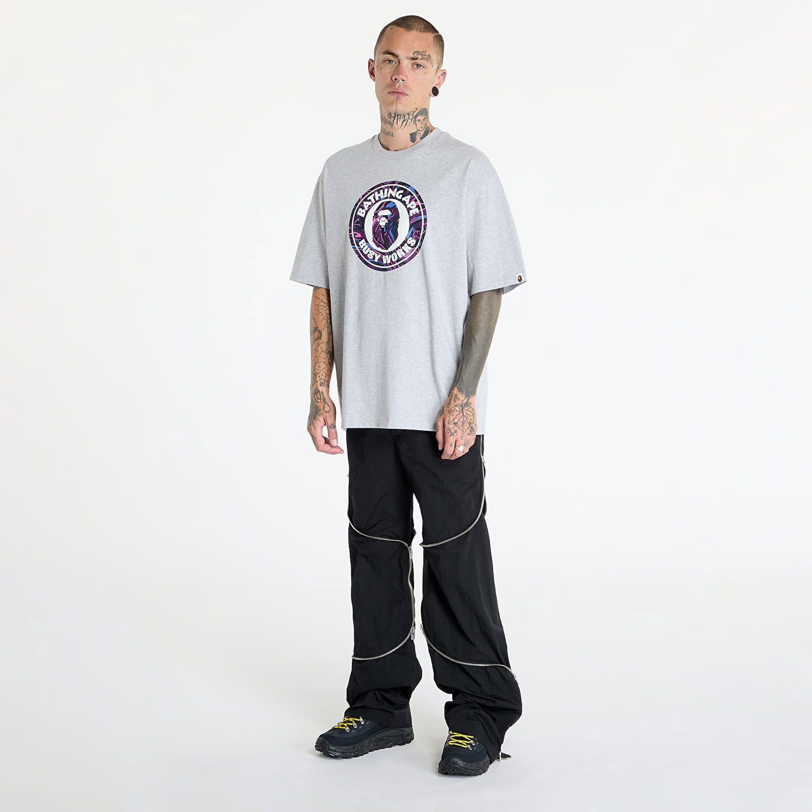 A BATHING APE Marbling Camo Busy Works Relaxed Fit Tee Gray