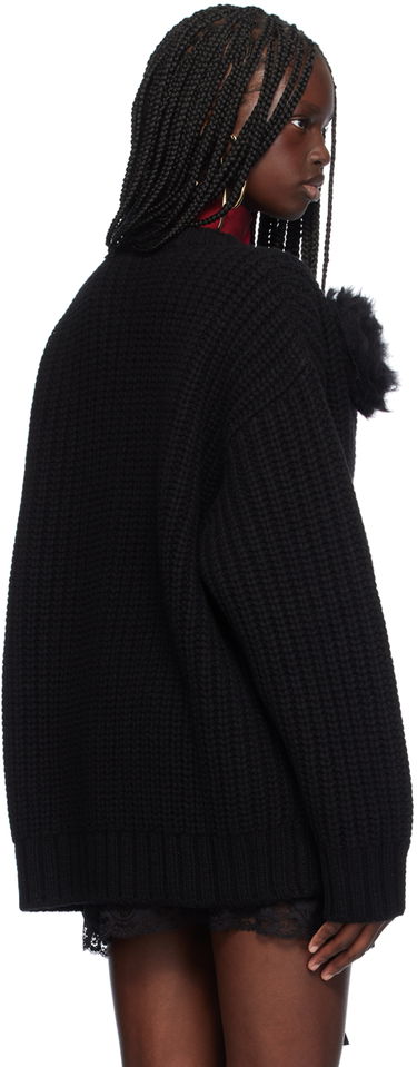 Sveter Blumarine Floral Appliqué Knit Cardigan Čierna | A422B084A, 2