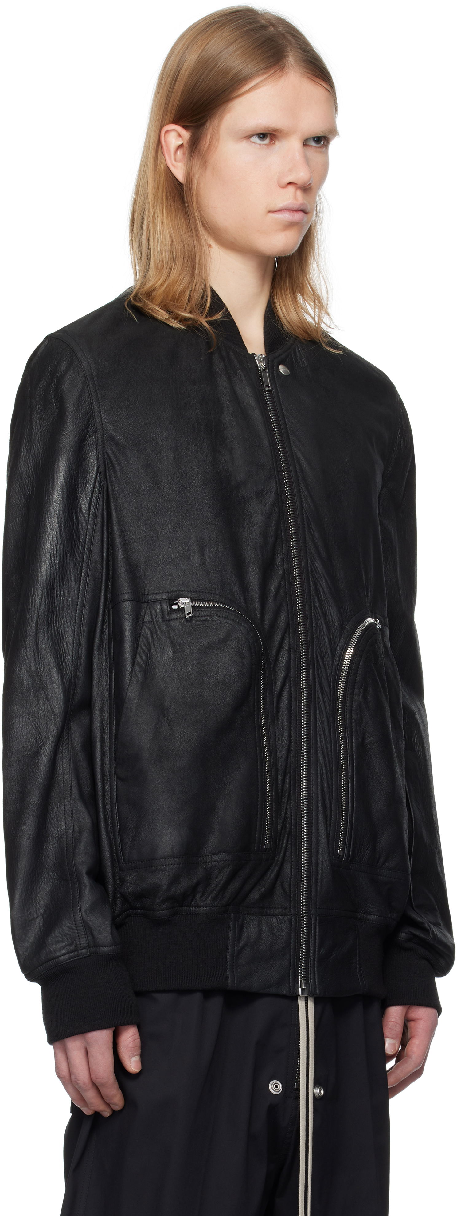 Bomber bunda Rick Owens Rick Owens Hollywood Flight Leather Jacket Čierna | RU01E5771 LBA, 1