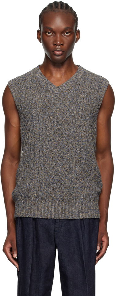 Vesta BEAMS Beams Plus Aran Knit Vest Šedá | 3805-0039-156, 0
