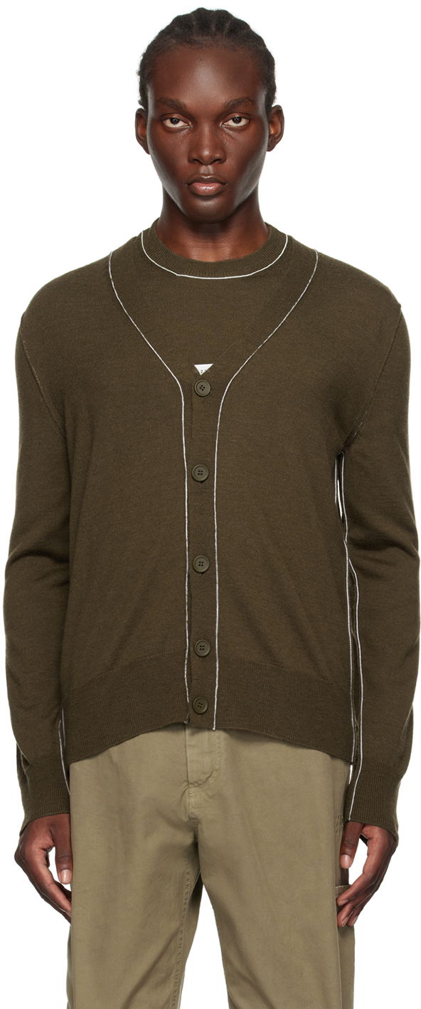 Sveter Maison Margiela MM6 Khaki Virgin Wool Cardigan Hnedá | SH0HP0006 M13037, 0