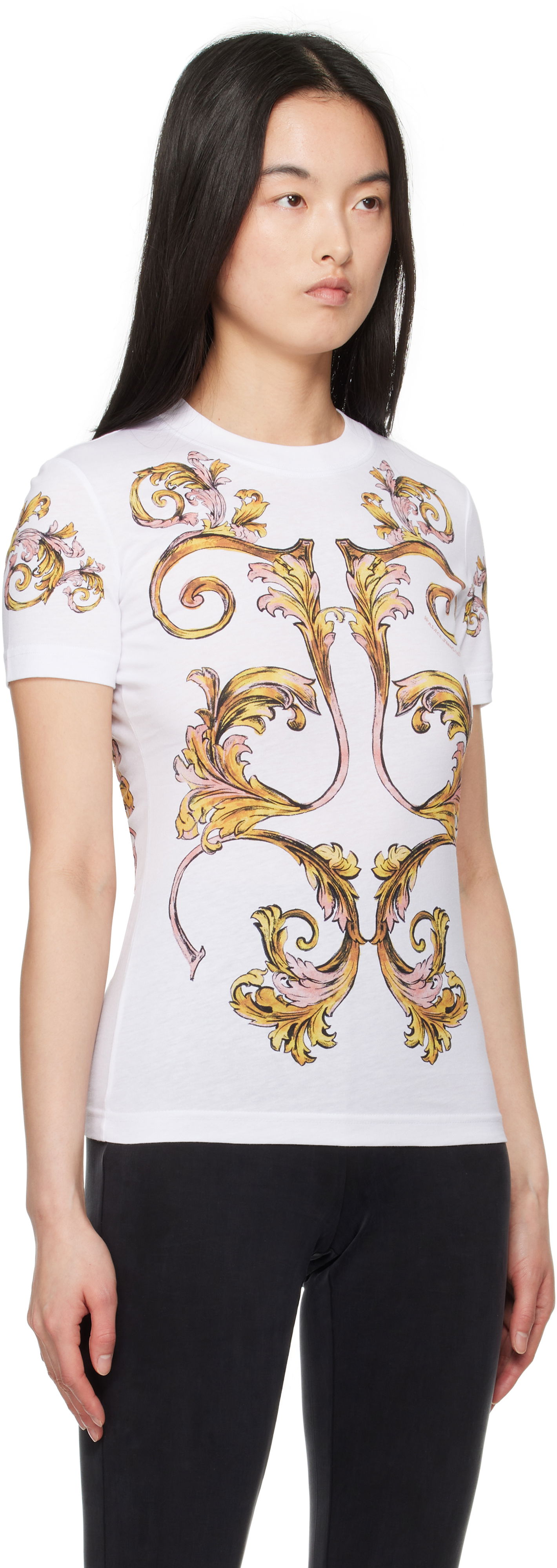 Tričko Versace Versace Jeans Couture Outline Barocco T-Shirt Biela | E78HAH6P8_EJS472, 1