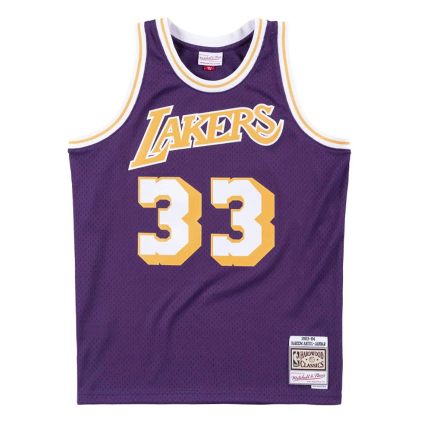Dres Mitchell & Ness Los Angeles Lakers Kareem Abdul-Jabbar Swingman Jersey Fialová | SMJYAC18109-LALPURP83KAB, 0