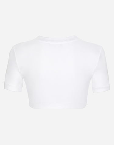 Crop Top Dolce & Gabbana Cropped Jersey T-shirt With Dg Lettering Biela | F8U78TGDB6TW0800, 1