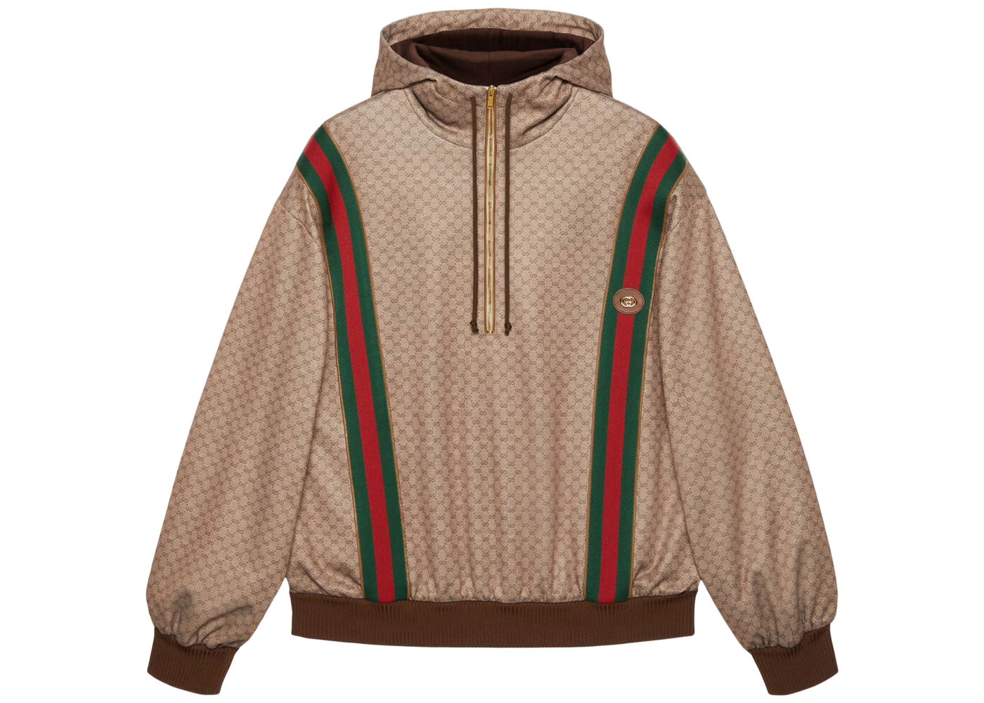 Mikina Gucci Mini GG Jersey 1/2 Zip Hooded Sweatshirt Béžová | 655153 XJDFB 2100, 0