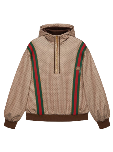 Mikina Gucci Mini GG Jersey 1/2 Zip Hooded Sweatshirt Béžová | 655153 XJDFB 2100