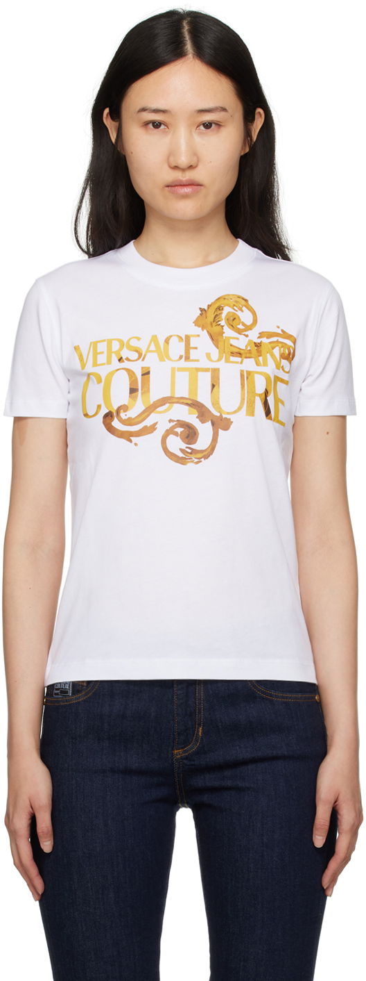 Tričko Versace Printed T-Shirt Biela | E76HAHG00_ECJ00G