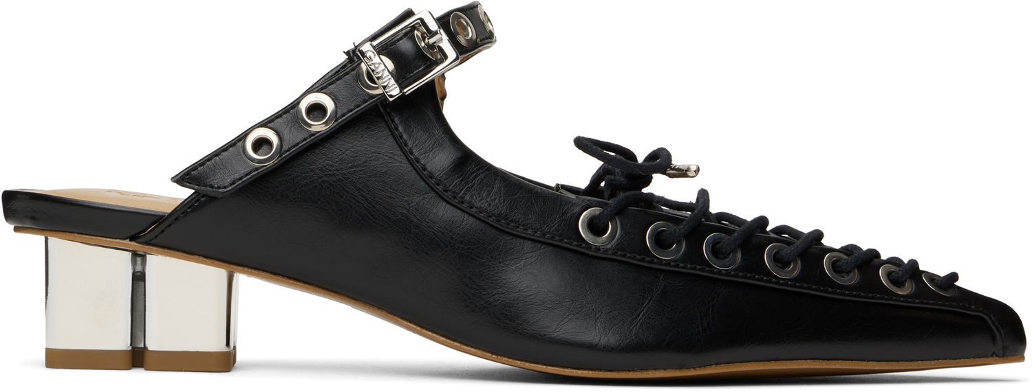 Tenisky a topánky GANNI GANNI Oleatex Lace-Up Mules Čierna | S2925, 0