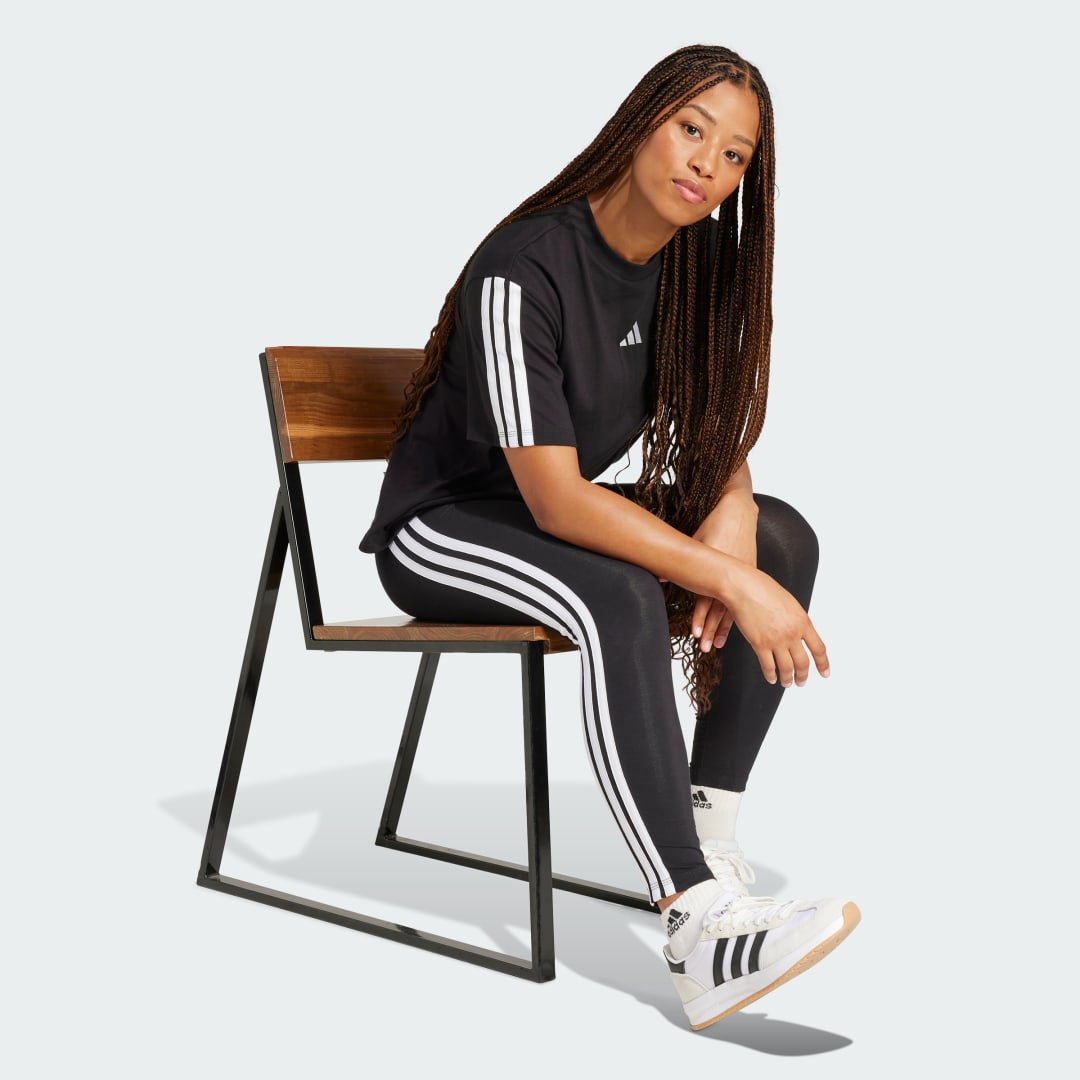 Legíny adidas Performance 3-Stripes Cotton Leggings Čierna | JE0072, 1