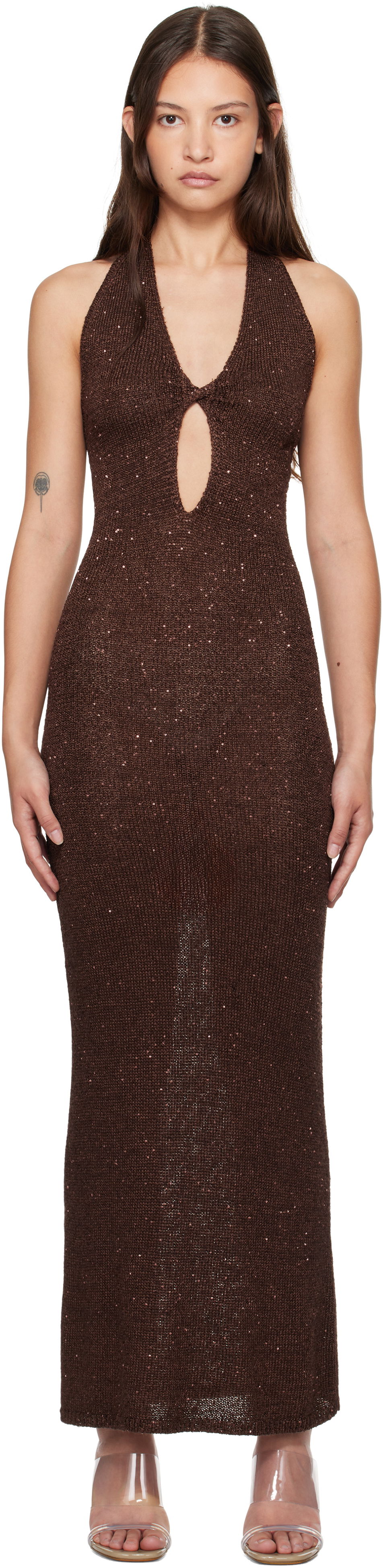 Šaty BEC + BRIDGE BEC + BRIDGE Delfina Halter Midi Dress Hnedá | H24-12436, 0