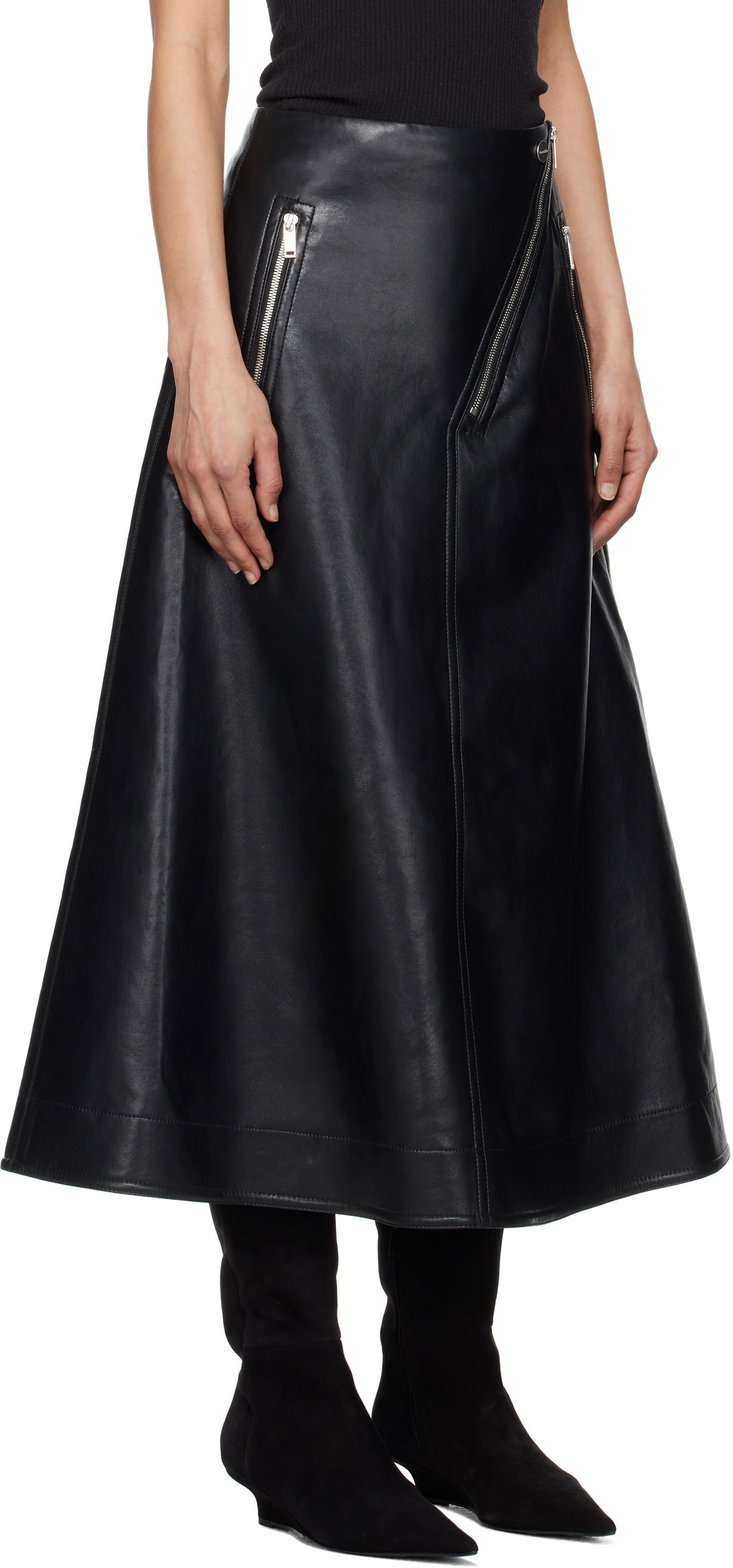 Sukňa Nanushka Nanushka Aleka Regenerated Leather Midi Skirt Čierna | NW25RSSK13899, 1