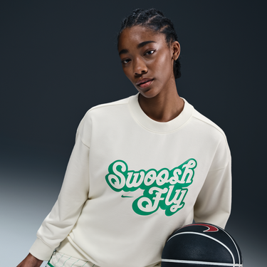 Sveter Nike Nike Swoosh Fly Dri-FIT Loose Fit Basketball French Terry Sweatshirt Biela | FZ5514-133, 0