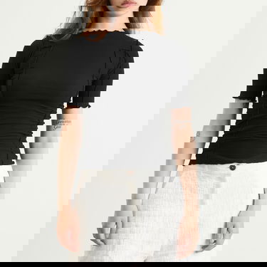 Tričko Baserange Omato Ribbed 3/4 Sleeve T-Shirt with Lettuce Edge and Exposed Seams Čierna | TTO3-RB-000-BLK, 2