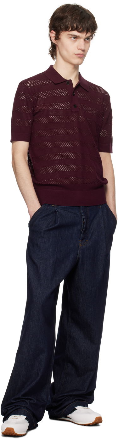 Polo tričko Dries Van Noten Dries Van Noten Open-Knit Polo Vínová | 251-021213-1701, 3