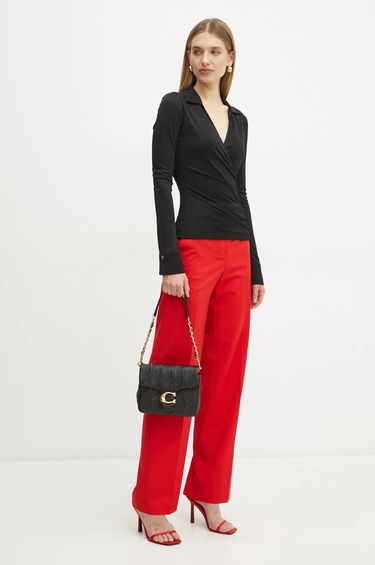 Taška cez rameno Coach Black Leather Shoulder Bag With Chain Čierna | CW629, 5
