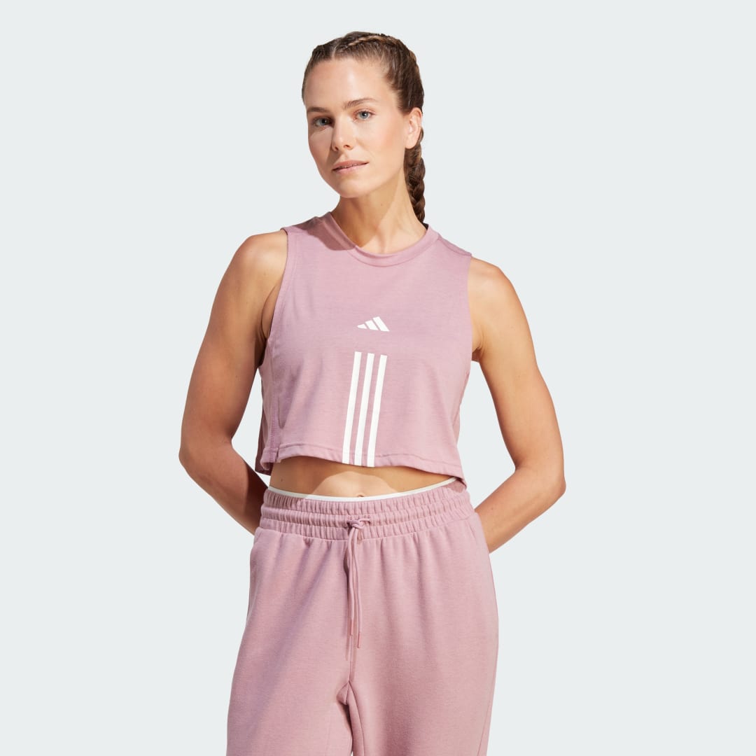 Crop Top adidas Originals Train Essentials Train Cotton 3-Stripes Crop Top Ružová | IM5025, 1