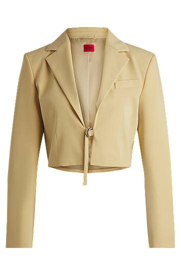Bunda BOSS Cropped Blazer with Tie Closure Žltá | 50537589, 0