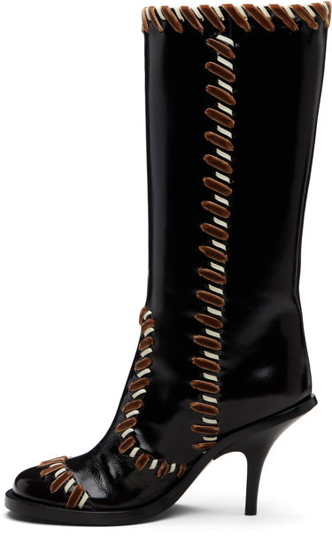 Tenisky a topánky Dries Van Noten Dries Van Noten Round-Toe Whipstitched Stiletto Leather Boots Čierna | 252-011731-119, 2