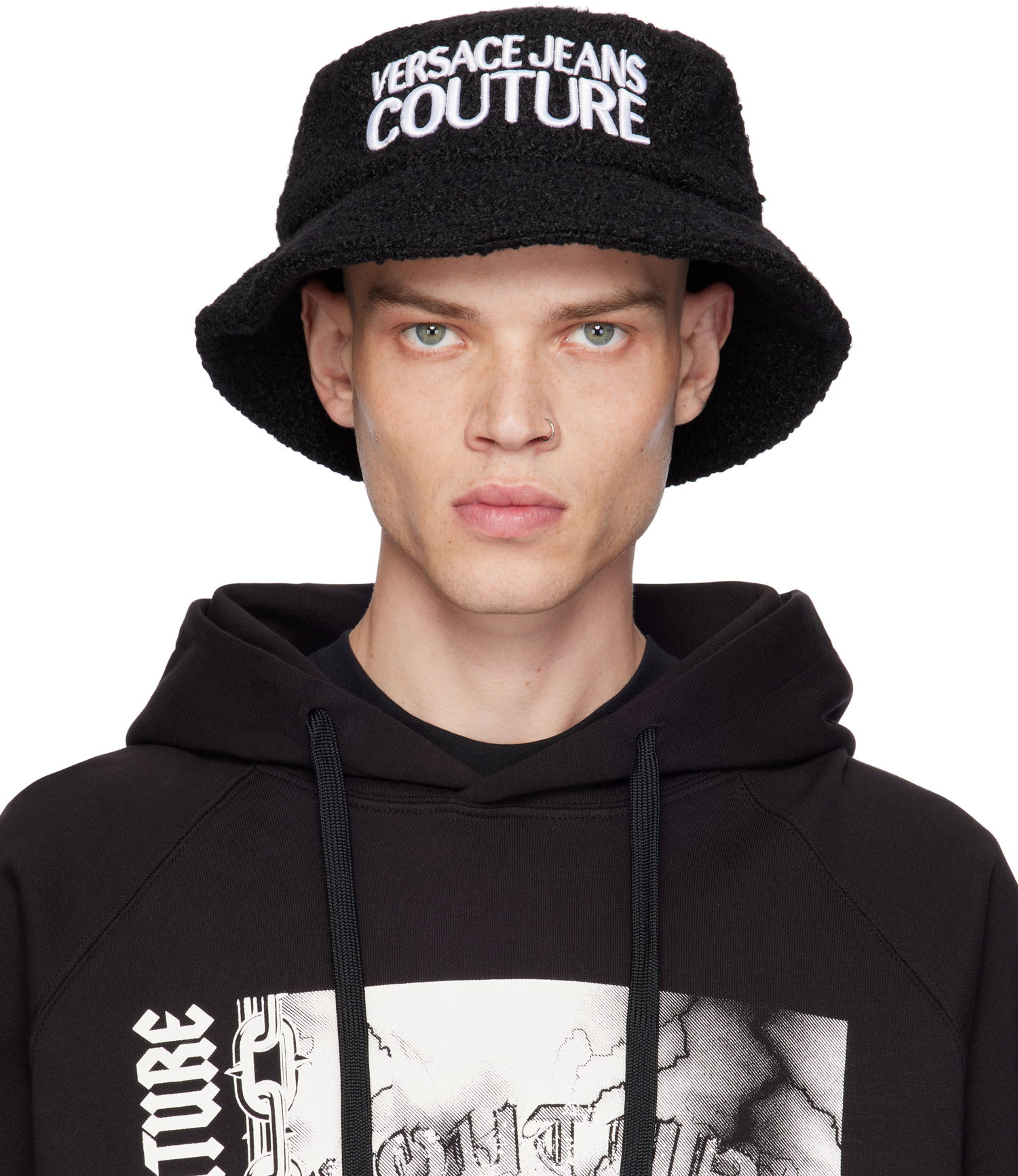 Klobúk Versace Wool Logo Bucket Hat Čierna | E77GAZK07_EZSB12, 0