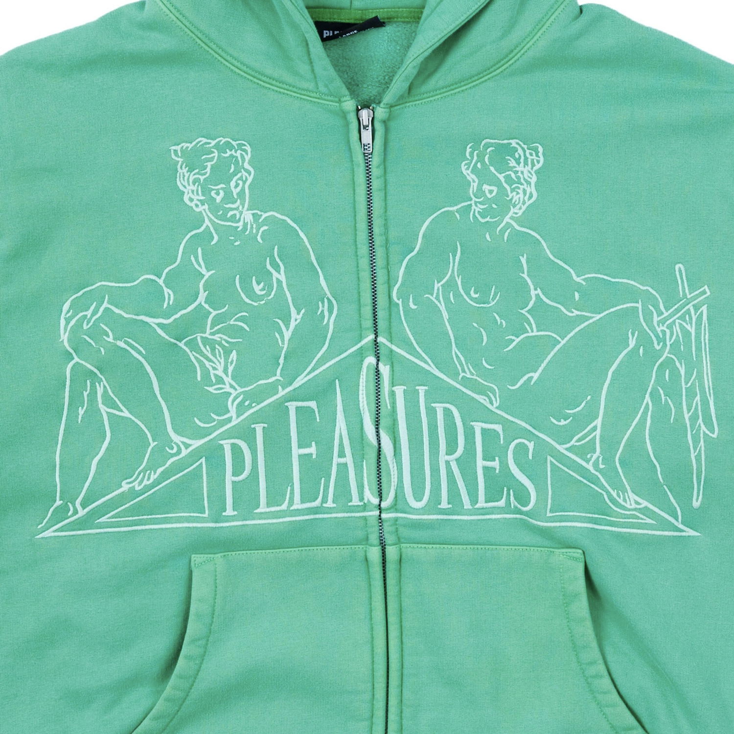 PLEASURES｜HOOD/ZIP-UP (P22W019 GREEN) Mikina Pleasures Squeeze Zip Hoodie P22W019-GREEN | FLEXDOG
