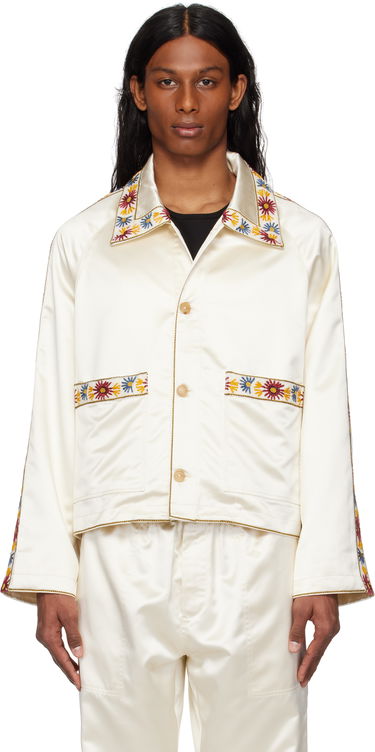 Bomber bunda Bode Bode Embroidered Satin Jacket Biela | MRS25OW014, 0
